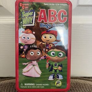 Super WHY ABC Bingo Game PBS Kids Show Tin Box New Sealed New